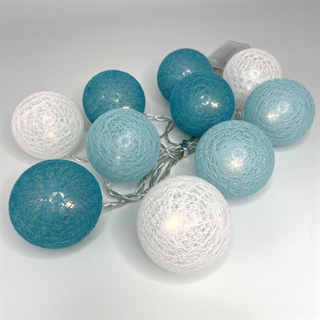 LED lyskæde med bomuldsbolde i forskellige farver - 2 m